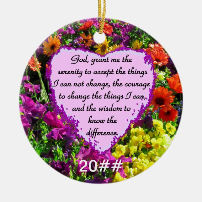 BEAUTIFUL SERENITY PRAYER PHOTO DESIGN CERAMIC ORNAMENT (Front)