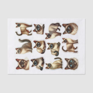 Beautiful Set of Siamese Cats Fussy Cuts Tissue Paper