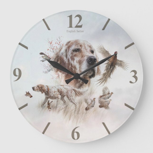 Beautiful Setter , Art Large Clock (Front)