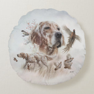 Beautiful Setter , Art Round Cushion