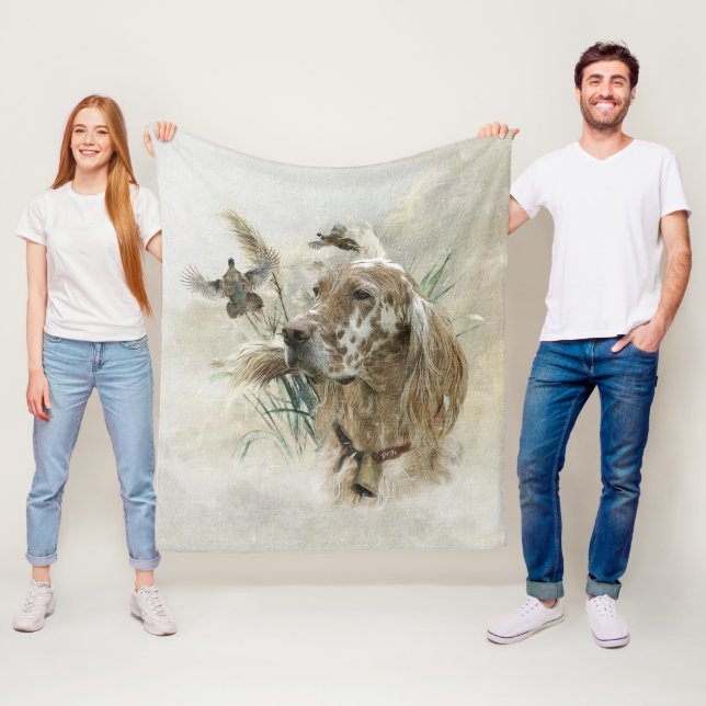 Beautiful Setter with Pheasants , Art Fleece Blanket (In Situ)