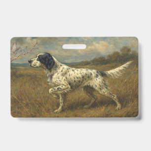Beautiful Setter with Pheasants , Art ID Badge