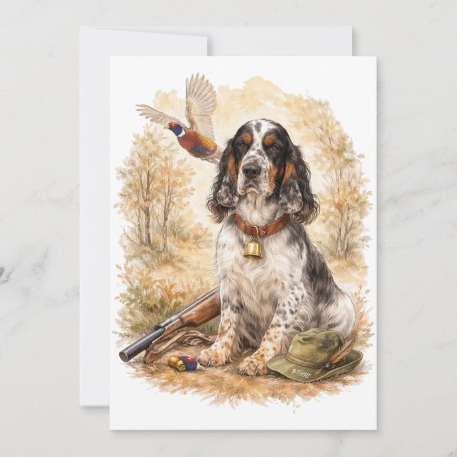 Beautiful Setter with Pheasants , Art Invitation (Front)