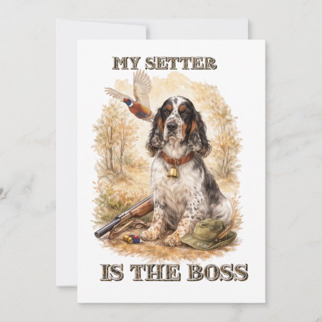 Beautiful Setter with Pheasants , Art Invitation (Front)
