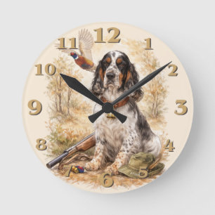 Beautiful Setter with Pheasants , Art Round Clock