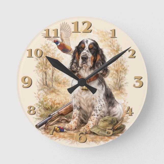 Beautiful Setter with Pheasants , Art Round Clock (Front)