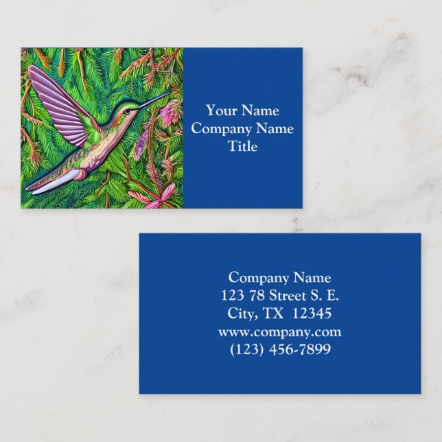 Beautiful Shabby Chic Little Hummingbird. Business Card (Front/Back)