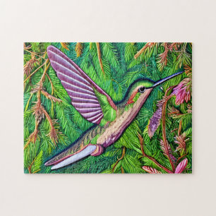Beautiful Shabby Chic Little Hummingbird. Jigsaw Puzzle