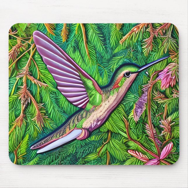 Beautiful Shabby Chic Little Hummingbird. Mouse Pad (Front)
