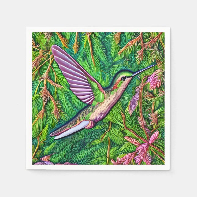 Beautiful Shabby Chic Little Hummingbird. Napkin (Front)