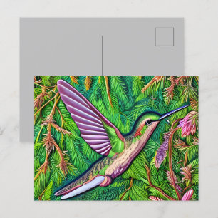 Beautiful Shabby Chic Little Hummingbird. Postcard