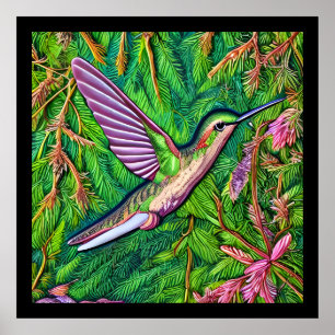 Beautiful Shabby Chic Little Hummingbird. Poster