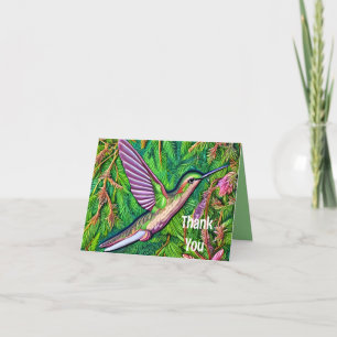 Beautiful Shabby Chic Little Hummingbird. Thank You Card