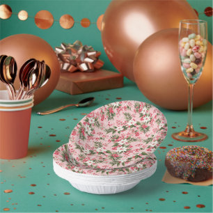 Beautiful Shabby Chic Pink Christmas Floral Berry Paper Plate