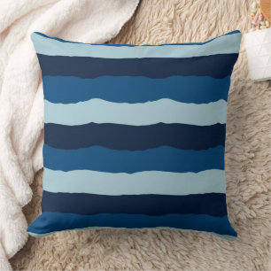 Beautiful Shades of Blue in Large Stripes Cushion