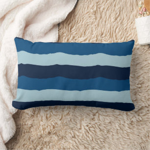 Beautiful Shades of Blue in Large Stripes Lumbar Cushion