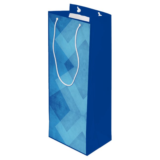 Beautiful Shades of Blue with Patterned Background Wine Gift Bag (Back Angled)