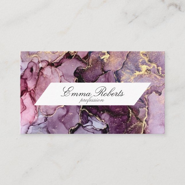 Beautiful Shades Purple and Gold Smokey Marble Business Card (Front)