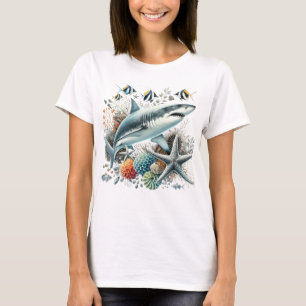 BEAUTIFUL SHARK IN OCEAN WITH FISH AND CORAL T-Shirt