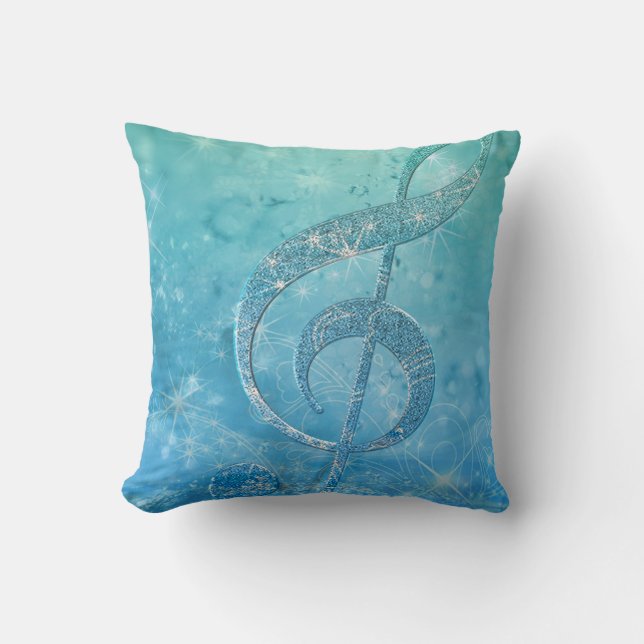 Beautiful shining effect blue treble clef cushion (Front)