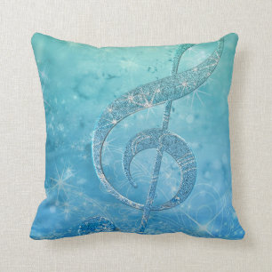 Beautiful shining effect blue treble clef cushion