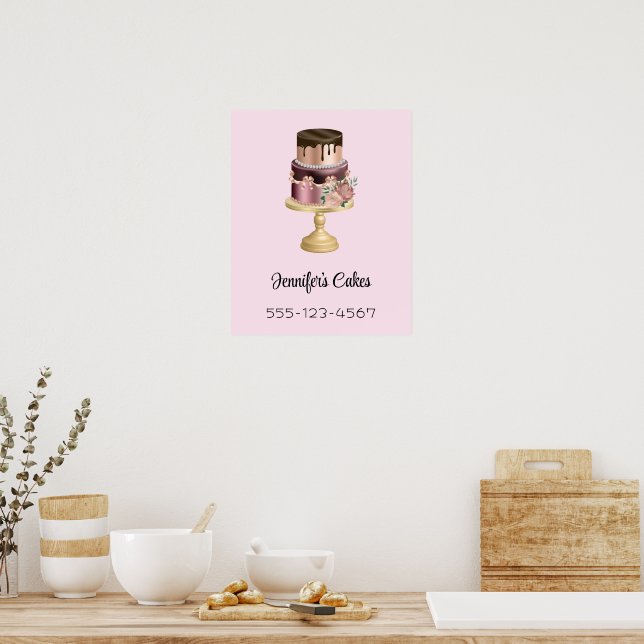 Beautiful Shiny Glam Party Cake Business Poster (Kitchen)
