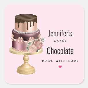 Beautiful Shiny Glam Party Cake Business Square Sticker