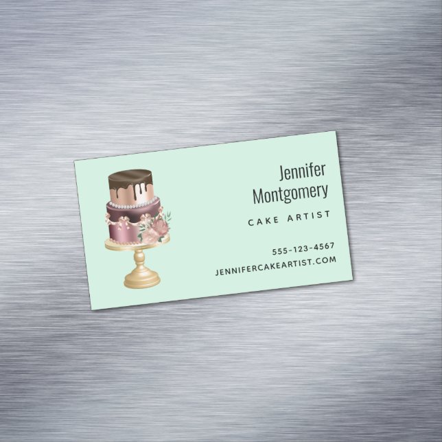 Beautiful Shiny Glam Party Cake Magnetic Business Card (In Situ)