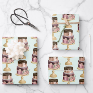 Beautiful Shiny Glam Party Cake Pattern Wrapping Paper Sheet