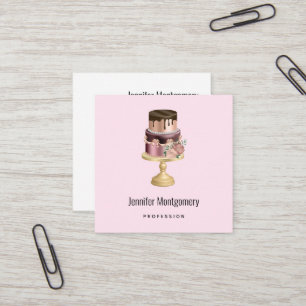 Beautiful Shiny Glam Party Cake Square Business Card