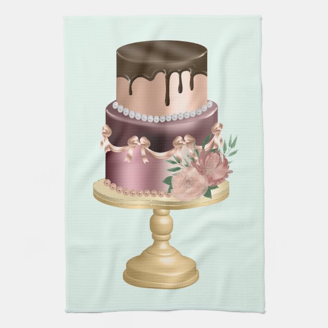 Beautiful Shiny Glam Party Cake Tea Towel (Vertical)