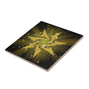 Beautiful Shiny Glitter Gold Star - Space Ceramic Tile