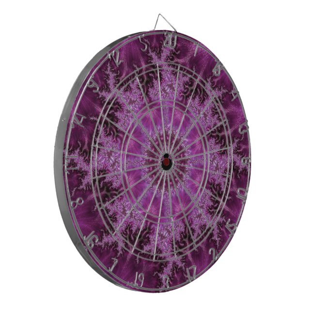 Beautiful Shiny Purple Mandlebrot Fractal Art Dartboard (Front Left)