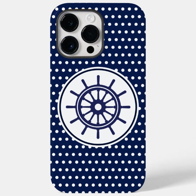 Beautiful Ship's Wheel Maritime Blue And White Case-Mate iPhone Case (Back)