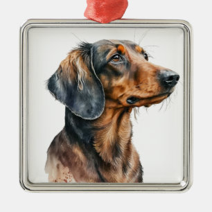 BEAUTIFUL SHORT HAIRED DACHSHUND DOG METAL ORNAMENT