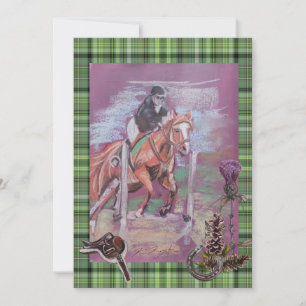 beautiful show horse, plaid and thistle collection holiday card