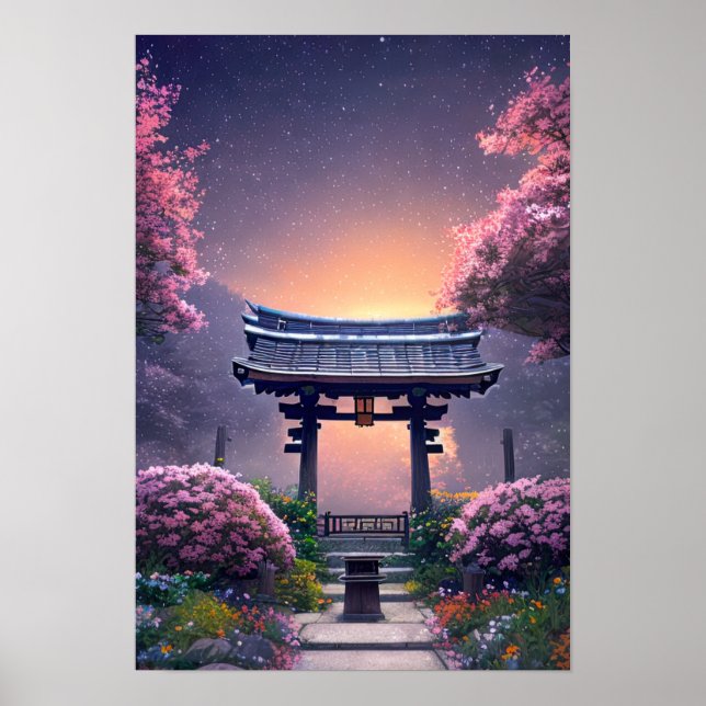 Beautiful Shrine at Sunset Poster (Front)