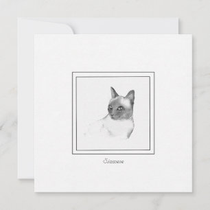Beautiful Siamese Cat Chalk Drawing Card