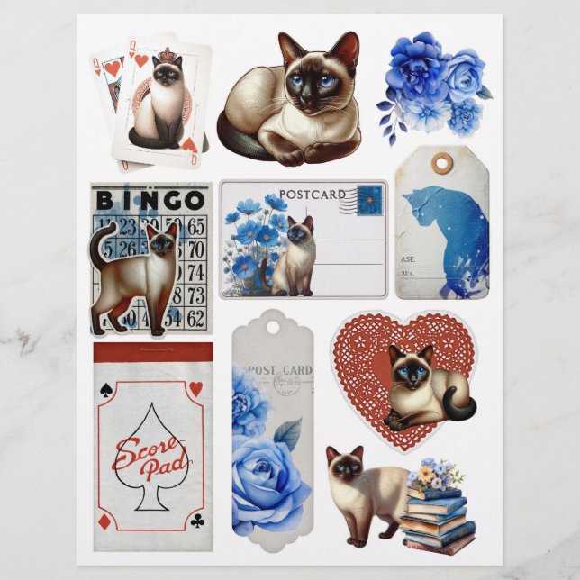 Beautiful Siamese Cat Vintage Ephemera (Front)