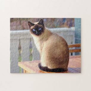 Beautiful Siamese Cat with Blue Eyes Jigsaw Puzzle