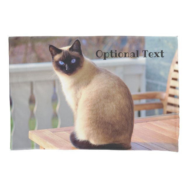 Beautiful Siamese Cat with Blue Eyes Pillowcase (Front)
