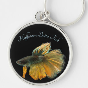 Beautiful Siamese Fighting Fish Betta Halfmoon     Key Ring