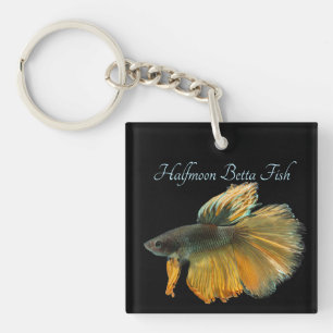 Beautiful Siamese Fighting Fish Betta Halfmoon     Key Ring