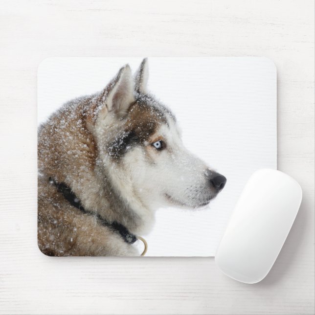 Beautiful Siberian Husky in the Snow Mouse Pad (With Mouse)