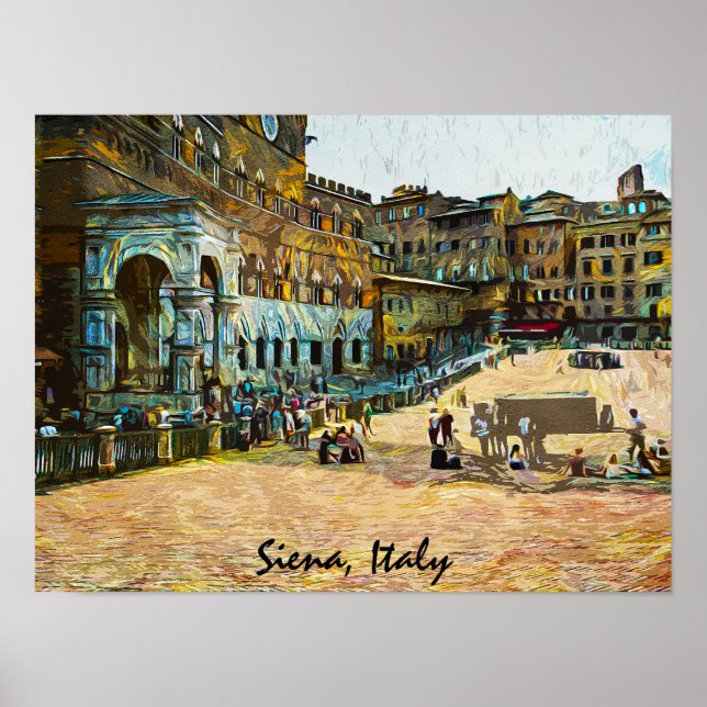 Beautiful Siena Italy City Oil Painting Poster (Front)
