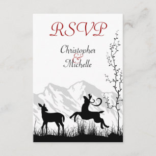 Beautiful Silhouette Deer Mountain Wedding RSVP Card