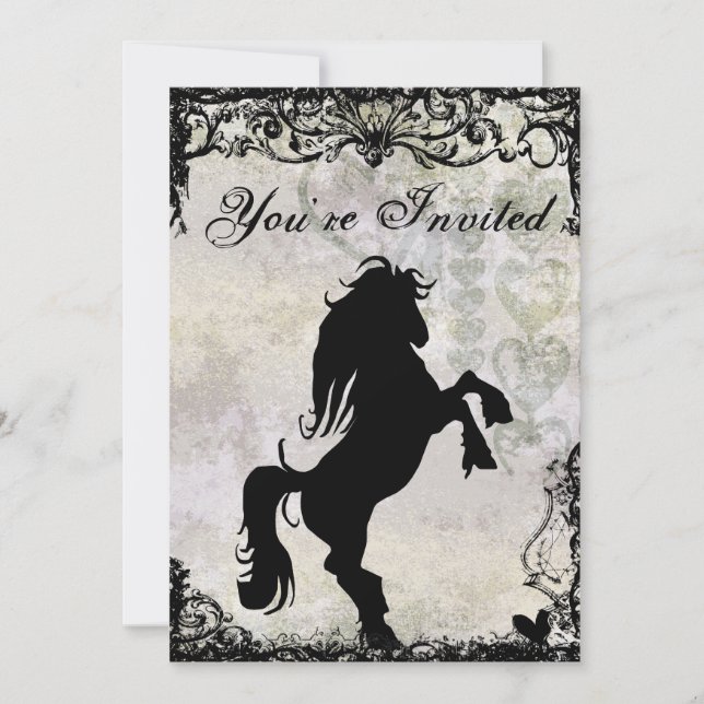 Beautiful Silhouette Horse Birthday Invitation (Front)