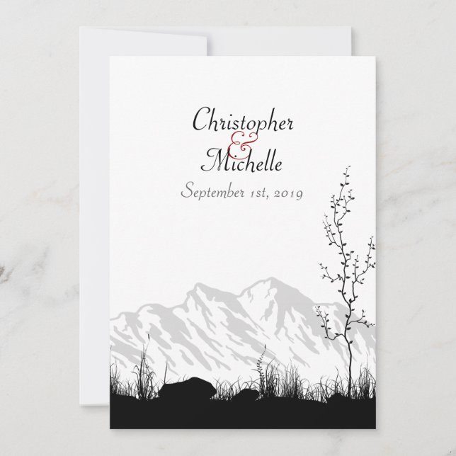Beautiful Silhouette Mountain Wedding Invitation (Front)