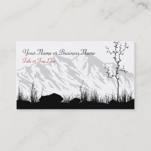 Beautiful Silhouette Mountains Black, White, Red Business Card
