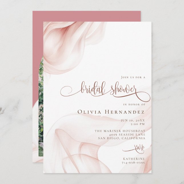 Beautiful Silky Blush Bridal Shower Photo Invitation (Front/Back)